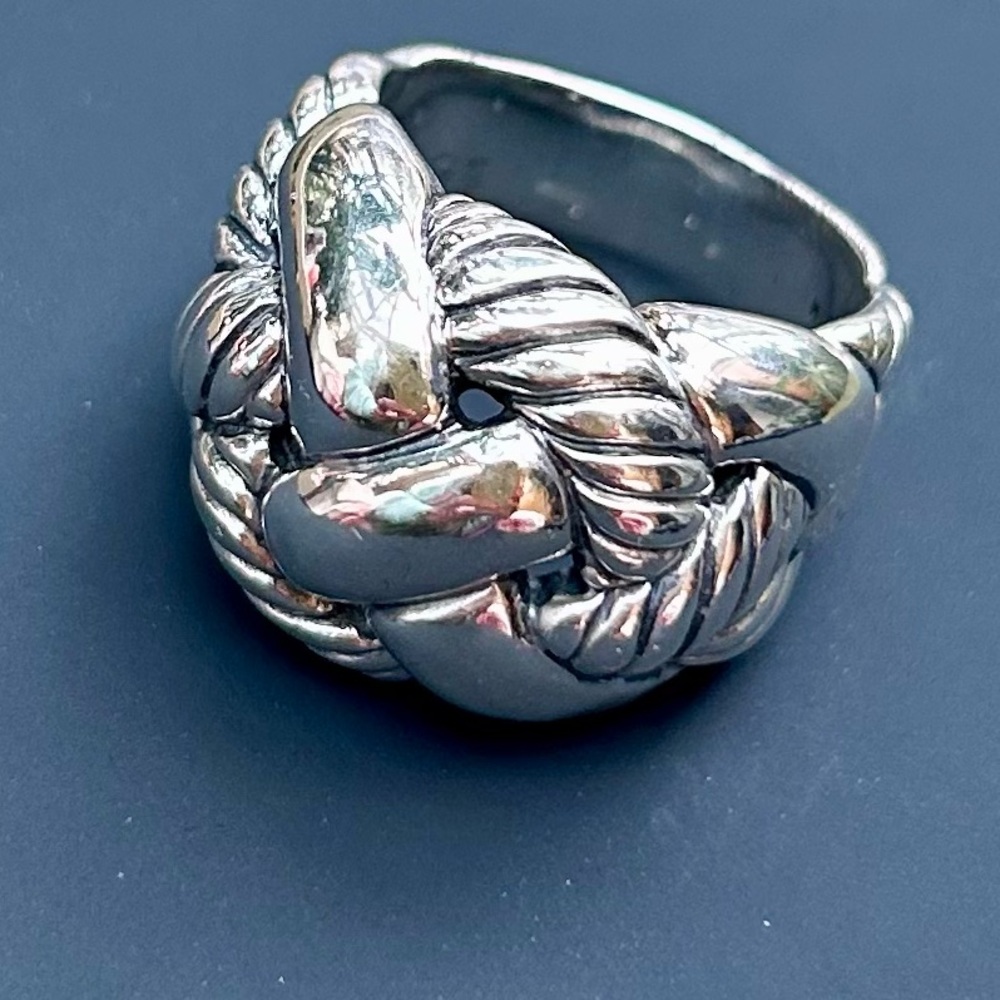 David Yurman Sterling Silver Woven Cable Dome Ring 56 7.5 Pristine Condition - Picture 3 of 5